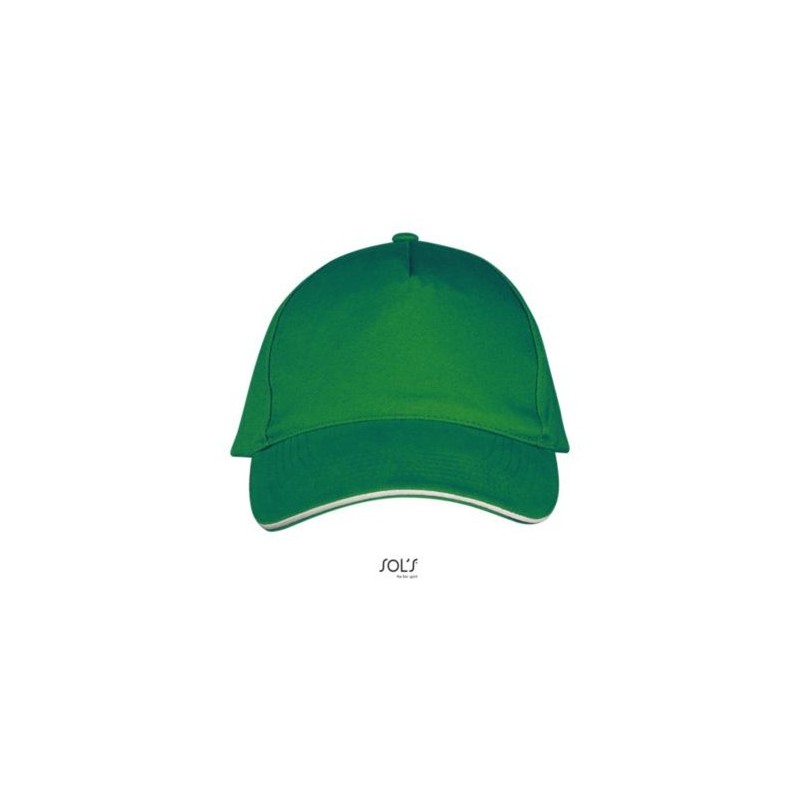 Casquette 5 panneaux en coton épais réglable par boucle métallique, 260 g/m²