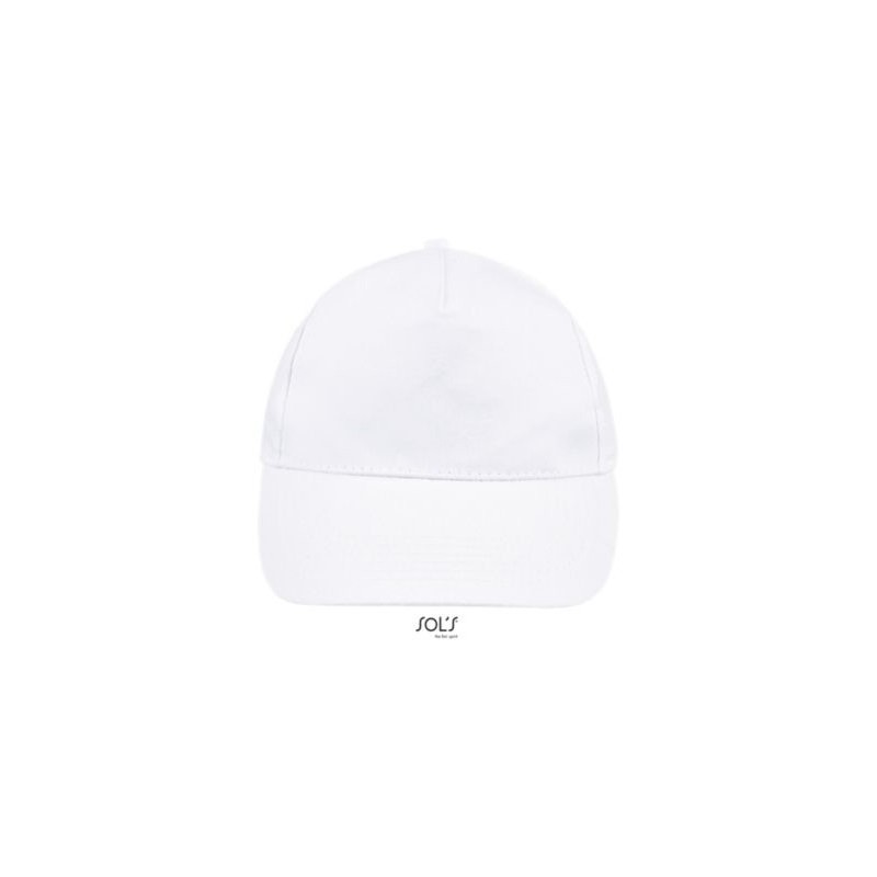 Casquette 5 panneaux en coton brossé léger, visière préformée, scratch, 180 g/m²
