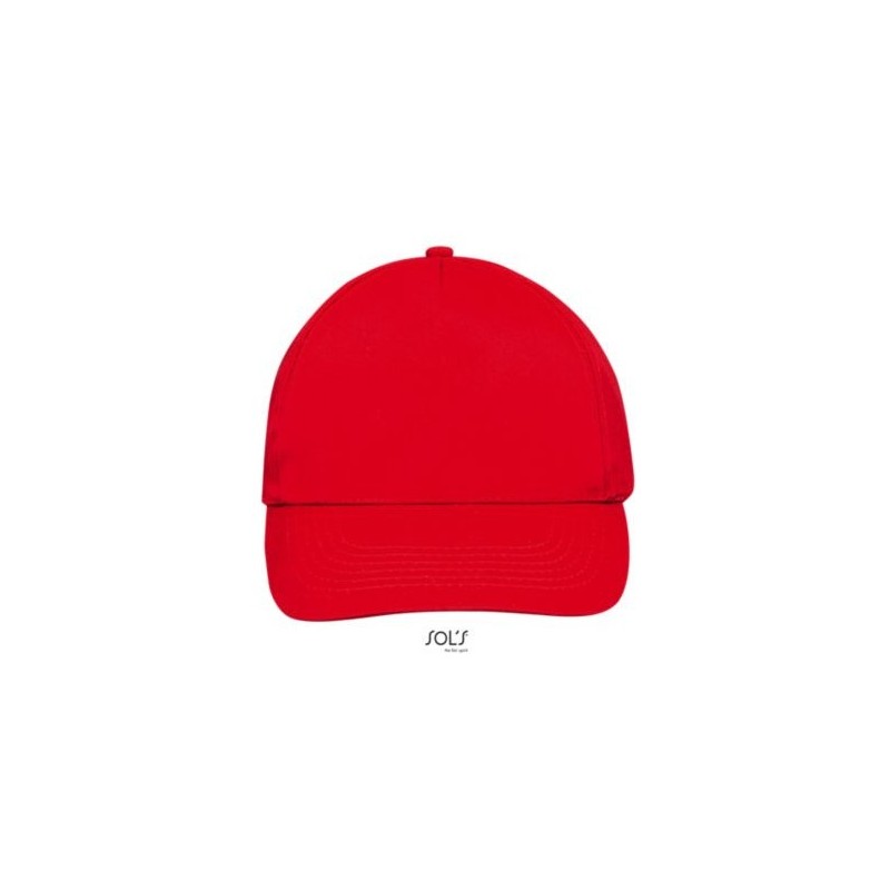 Casquette 5 panneaux en coton brossé léger, visière préformée, scratch, 180 g/m²