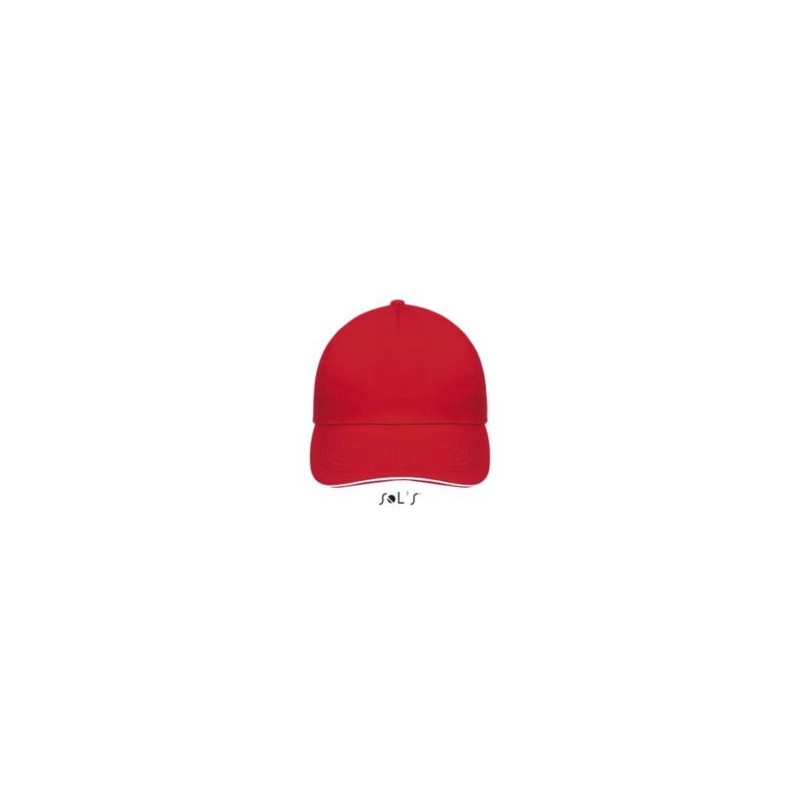 Casquette 5 panneaux en coton brossé léger, visière préformée, scratch, 180 g/m²