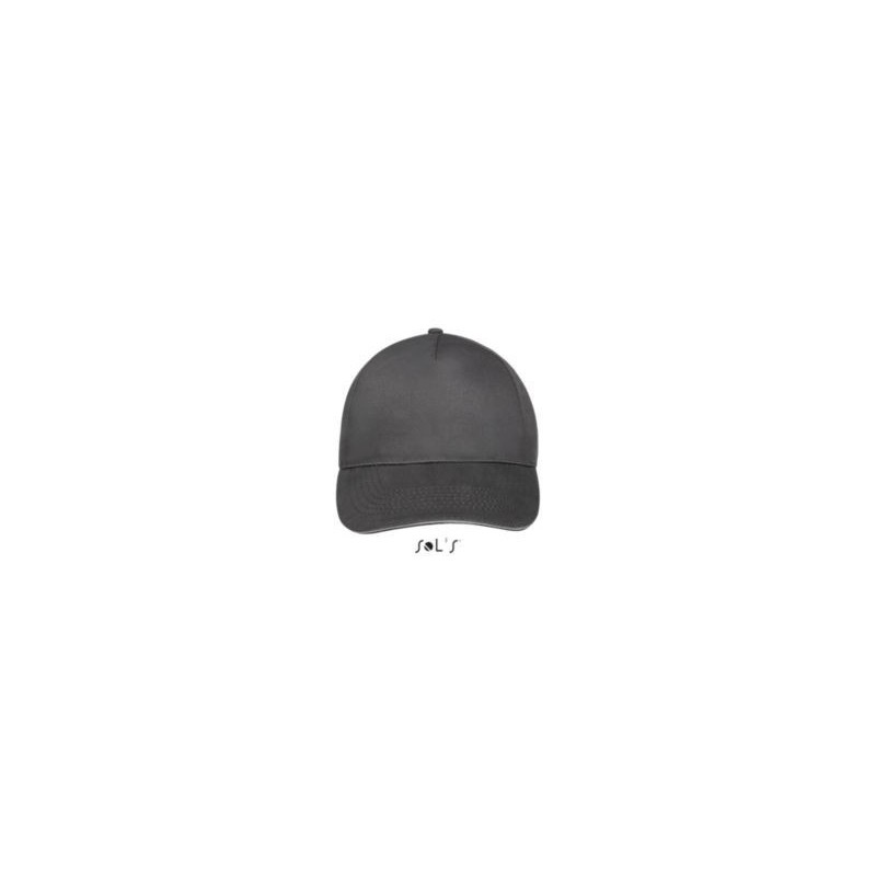 Casquette 5 panneaux en coton brossé léger, visière préformée, scratch, 180 g/m²