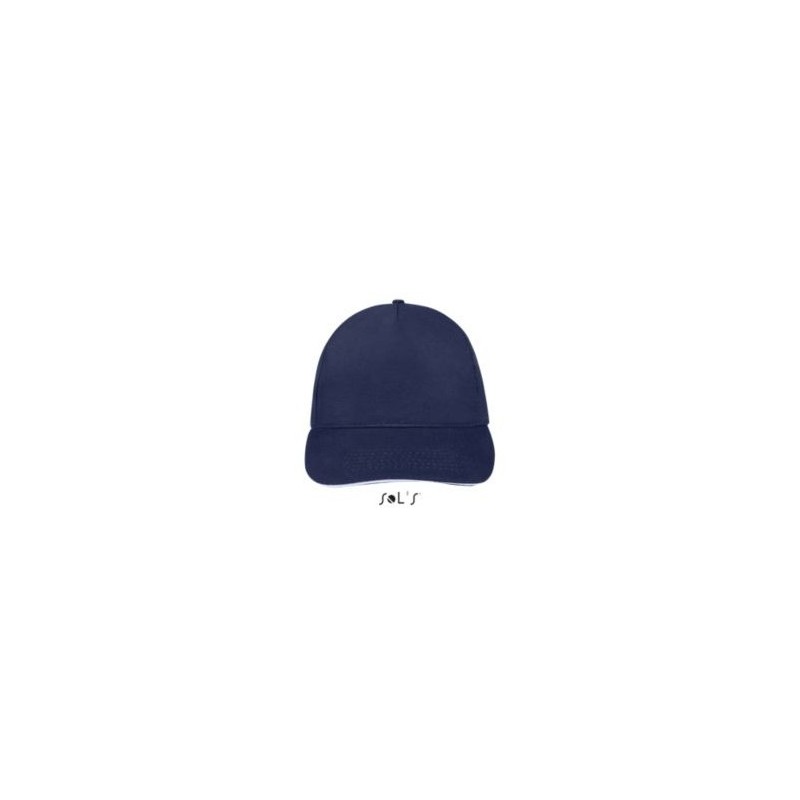 Casquette 5 panneaux en coton brossé léger, visière préformée, scratch, 180 g/m²