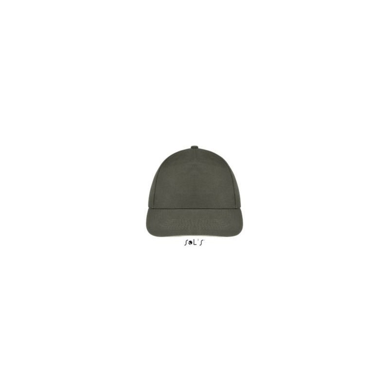 Casquette 5 panneaux en coton brossé léger, visière préformée, scratch, 180 g/m²