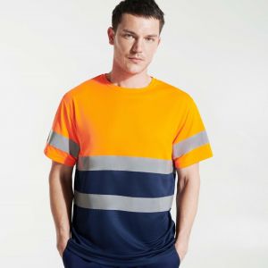 T-shirt technique homme polyester manches courtes haute visibilité, 130 g/m²