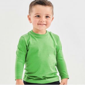 T-shirt bébé manches longues en coton tissé en jauge fine, 160 g/m²