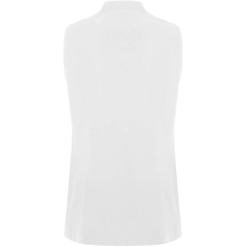 Blouse femme sans manches col mao, 2 poches plaquées, 130 g/m²