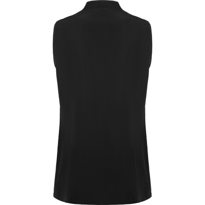 Blouse femme sans manches col mao, 2 poches plaquées, 130 g/m²