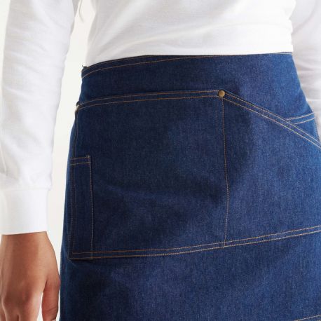 Tablier court jean en coton avec 4 poches, 250 g/m²