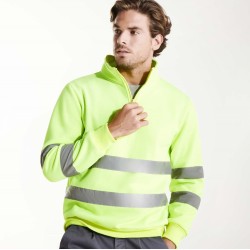 Sweat-shirt haute visibilité col montant zippé, 2 bandes réfléchissantes, 280 g/m²