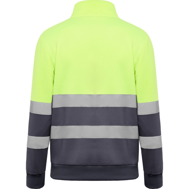 Sweat-shirt haute visibilité col montant zippé, 2 bandes réfléchissantes, 280 g/m²