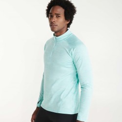 Sweat homme de sport manches longues raglan col zip réfléchissant, 200 g/m²