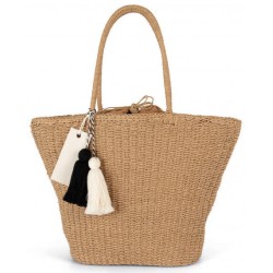 Panier shopping durable en polyester recyclé avec pompon, 20 litres