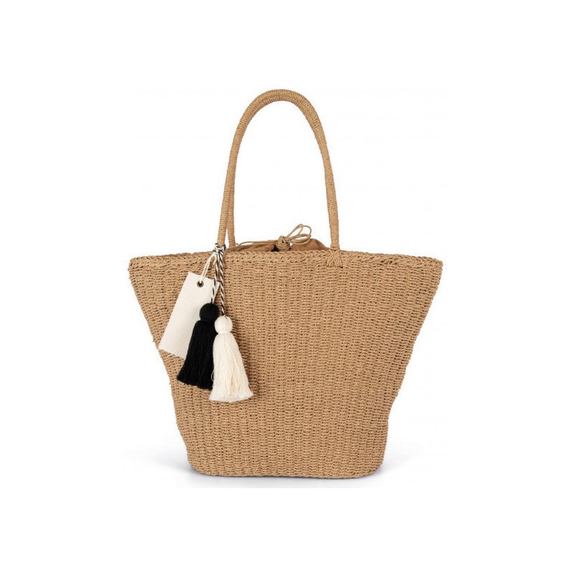 Panier shopping durable en polyester recyclé avec pompon, 20 litres