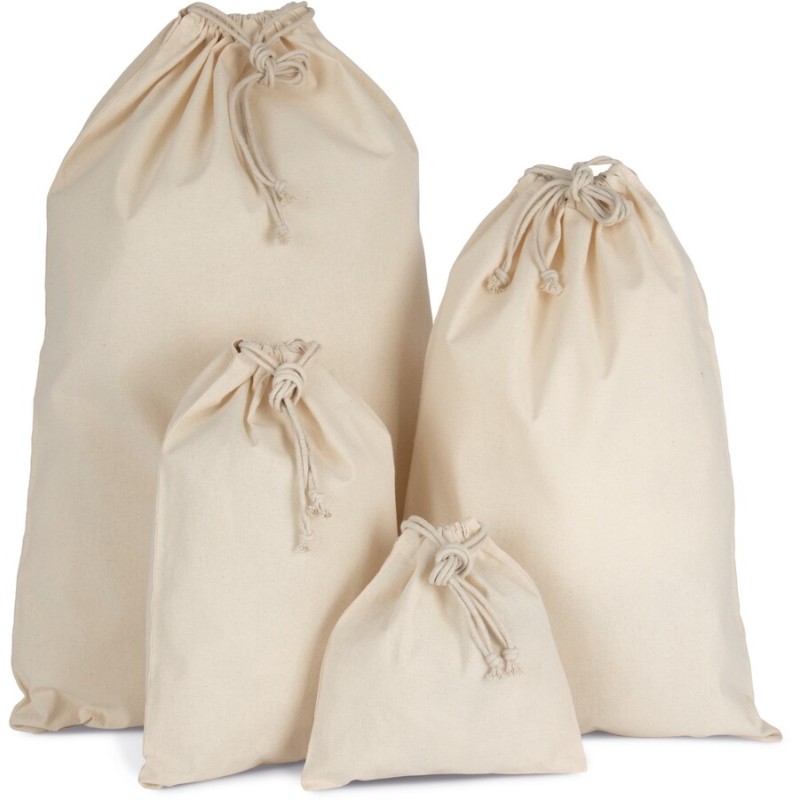 Sac de rangement fourre-tout à double cordelettes en coton biologique, 150 g/m²