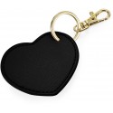 Porte-clés coeur en simili cuir avec attache métallique