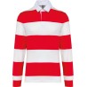 Polo rayé manches longues en coton maille jersey, 220 g/m²