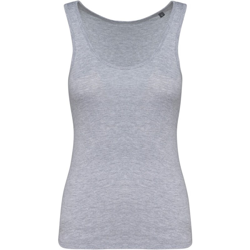 Débardeur femme résistant en coton bio, coupe ajustée, "No Label", 140 g/m²
