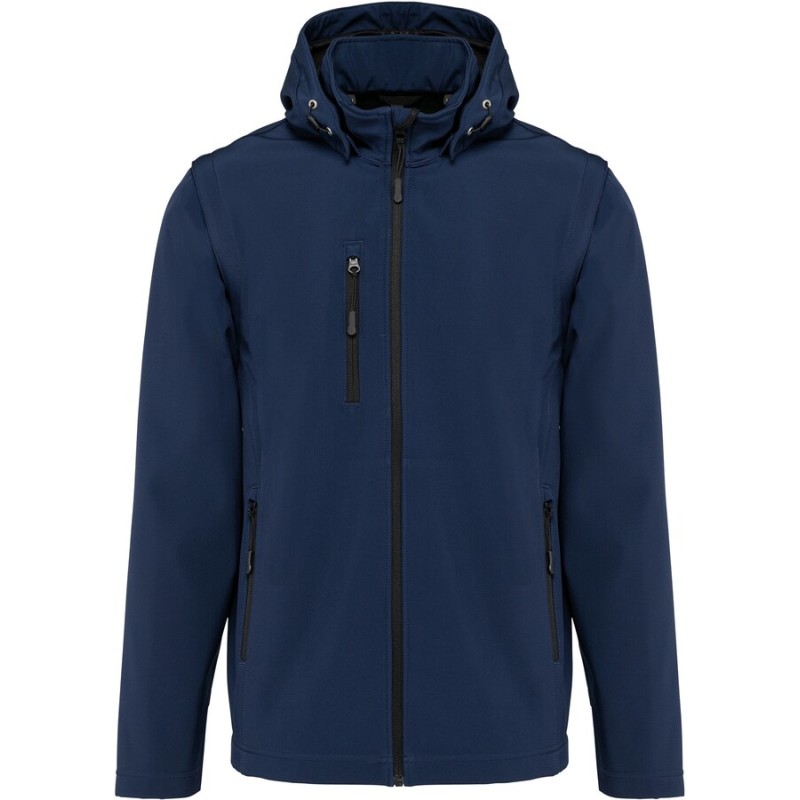 Veste Softshell 3 couches chaude à capuche avec manches amovibles, 300 g/m²