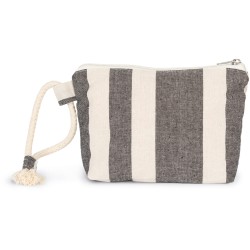 Pochette à rayures recyclé et zippé en polycoton, 200 g/m²