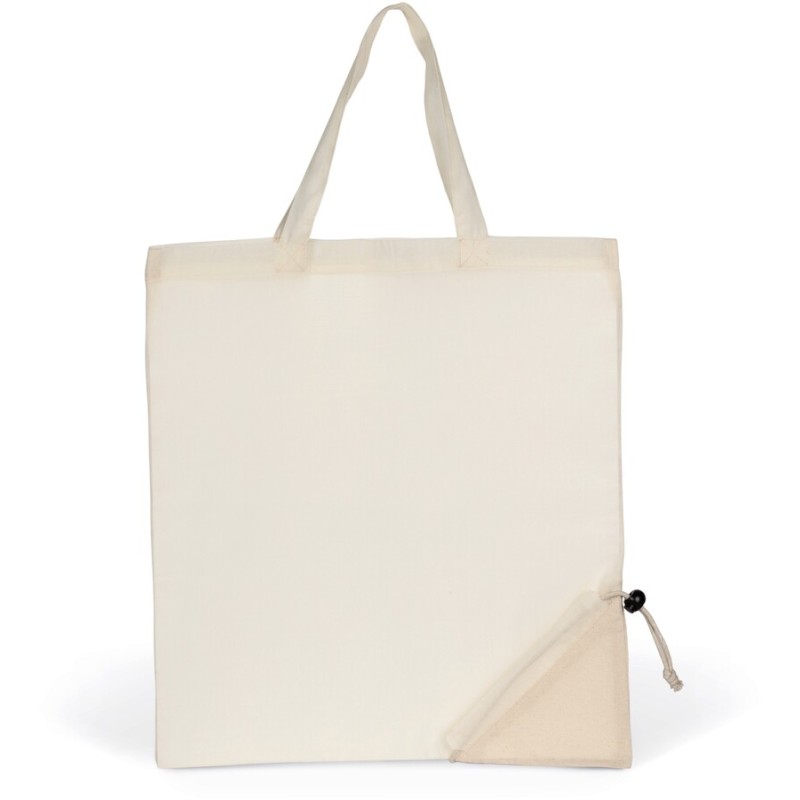 Sac shopping pliable dans sa propre pochette en coton bio