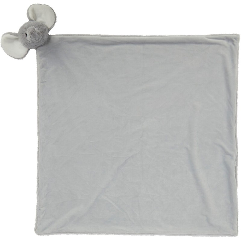 Doudou plat, couverture pour bébé, tête d'animal à l'angle de la couverture