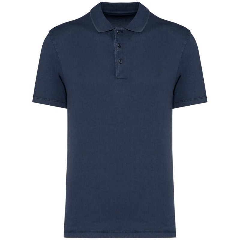 Polo délavé en coton biologique doux, lisse, écologique et éthique NO LABEL, 165 g/m²