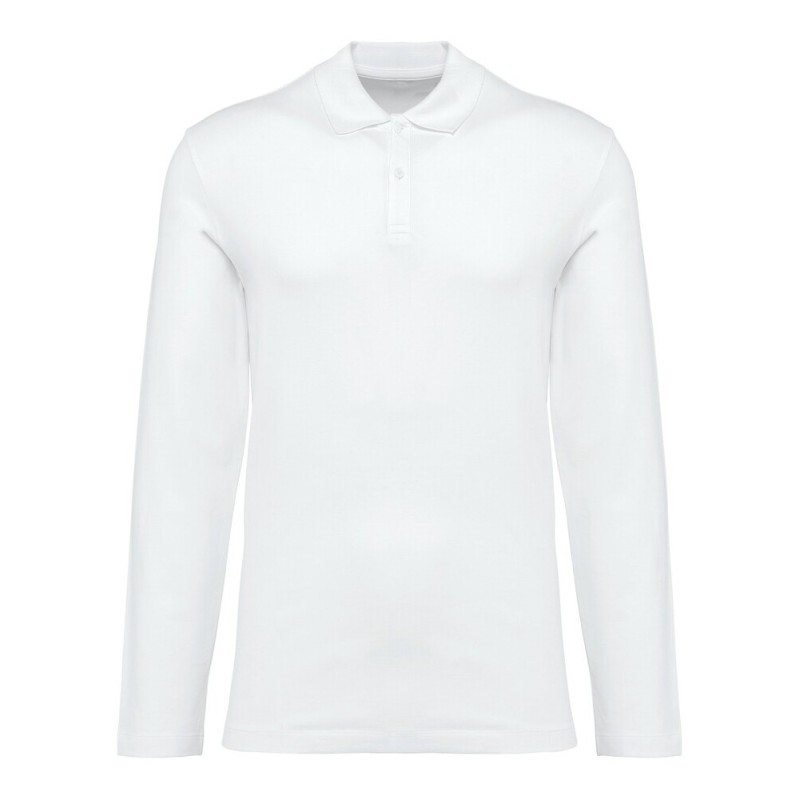 Polo homme Supima manches longues de qualité supérieure, coupe droite, 230 g/m²