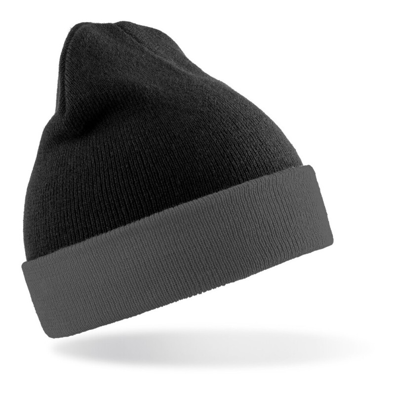 Bonnet en polyester recyclé doux avec rabat contrasté, double épaisseur, 340 g/m²