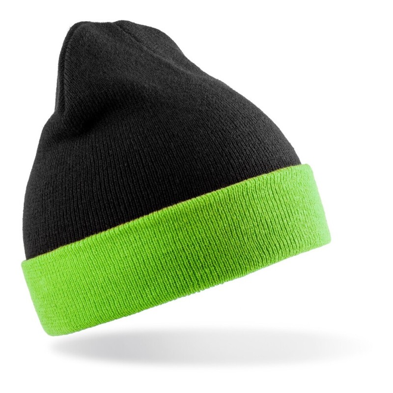 Bonnet en polyester recyclé doux avec rabat contrasté, double épaisseur, 340 g/m²