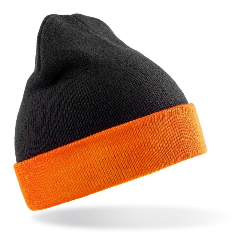 Bonnet en polyester recyclé doux avec rabat contrasté, double épaisseur, 340 g/m²