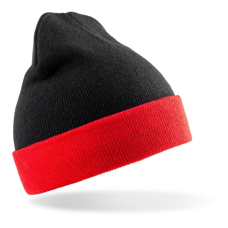 Bonnet en polyester recyclé doux avec rabat contrasté, double épaisseur, 340 g/m²