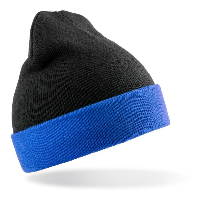 Bonnet en polyester recyclé doux avec rabat contrasté, double épaisseur, 340 g/m²