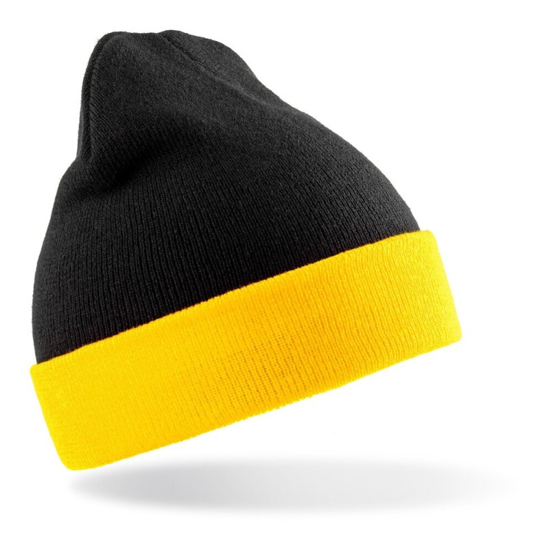 Bonnet en polyester recyclé doux avec rabat contrasté, double épaisseur, 340 g/m²