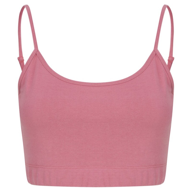 Top femme court écoresponsable, bretelles spaghetti ajustables, 200 g/m²