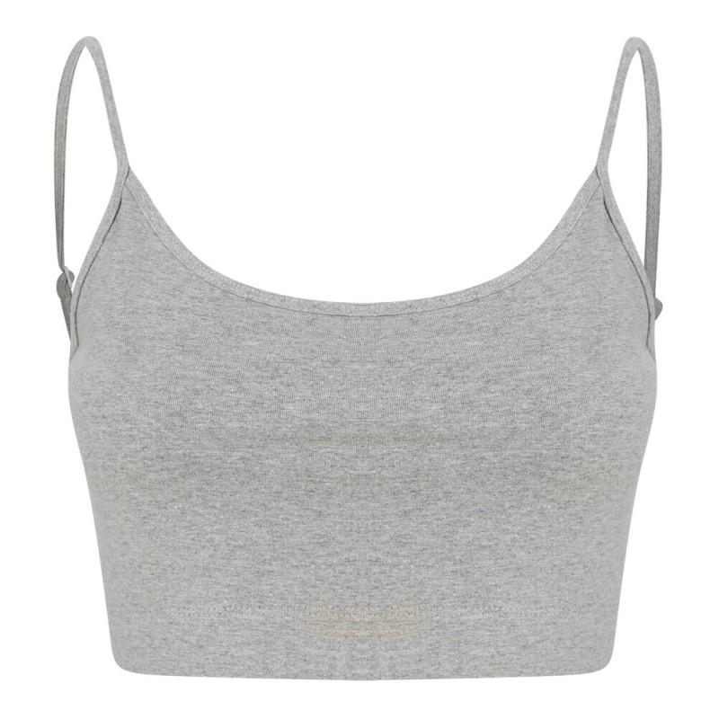 Top femme court écoresponsable, bretelles spaghetti ajustables, 200 g/m²