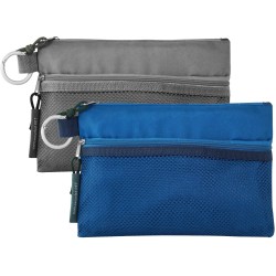 Trousse de voyage en plastique recyclé, 2 compartiments zippés