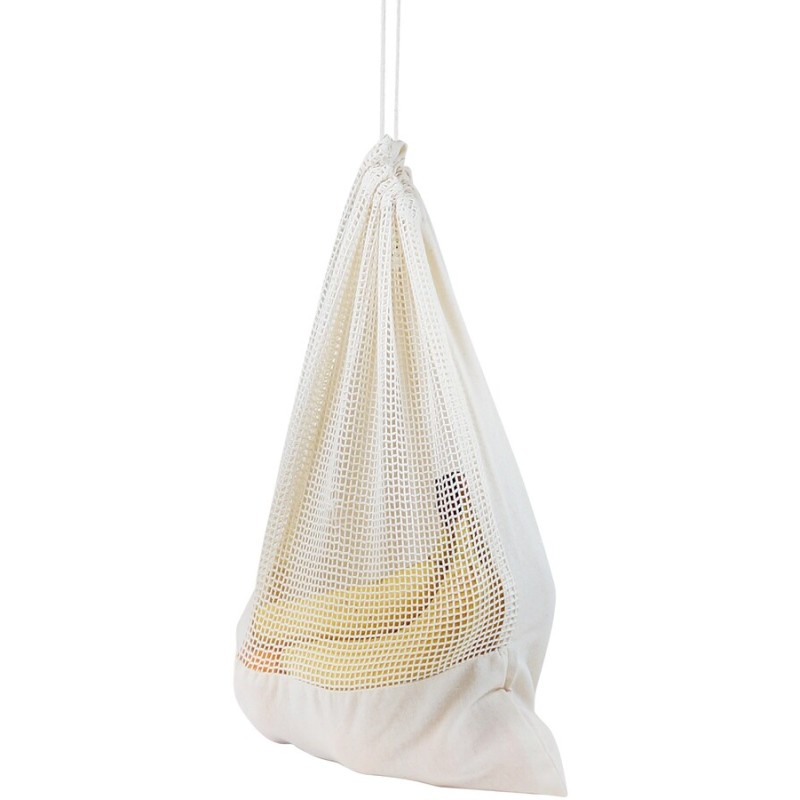 Pochon sac filet en coton biologique, 1 cordon de serrage, 140 g/m²