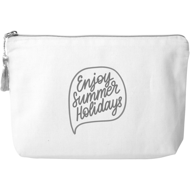 Trousse de voyage en coton BIO avec fermeture zippé pompon, 280 g/m²