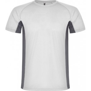 T-shirt technique enfant polyester combiné avec deux tissus en polyester, manches courtes raglans, 140 g/m²