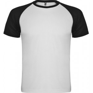 T-shirt sportif enfant polyester manches courtes raglans contrastées, 140 g/m²