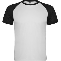 T-shirt sportif enfant polyester manches courtes raglans contrastées, 140 g/m²