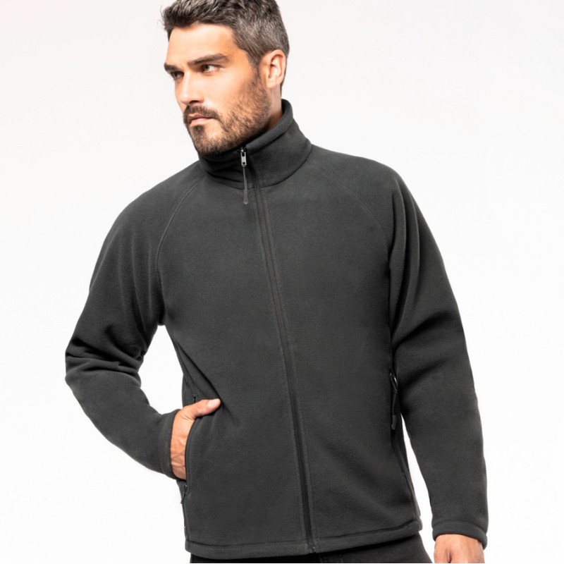 Veste micropolaire zippée lourde, manches raglan, 350 g/m²