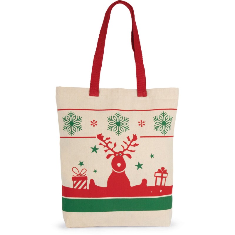 Sac shopping avec motifs de Noël en coton, 220 g/m²