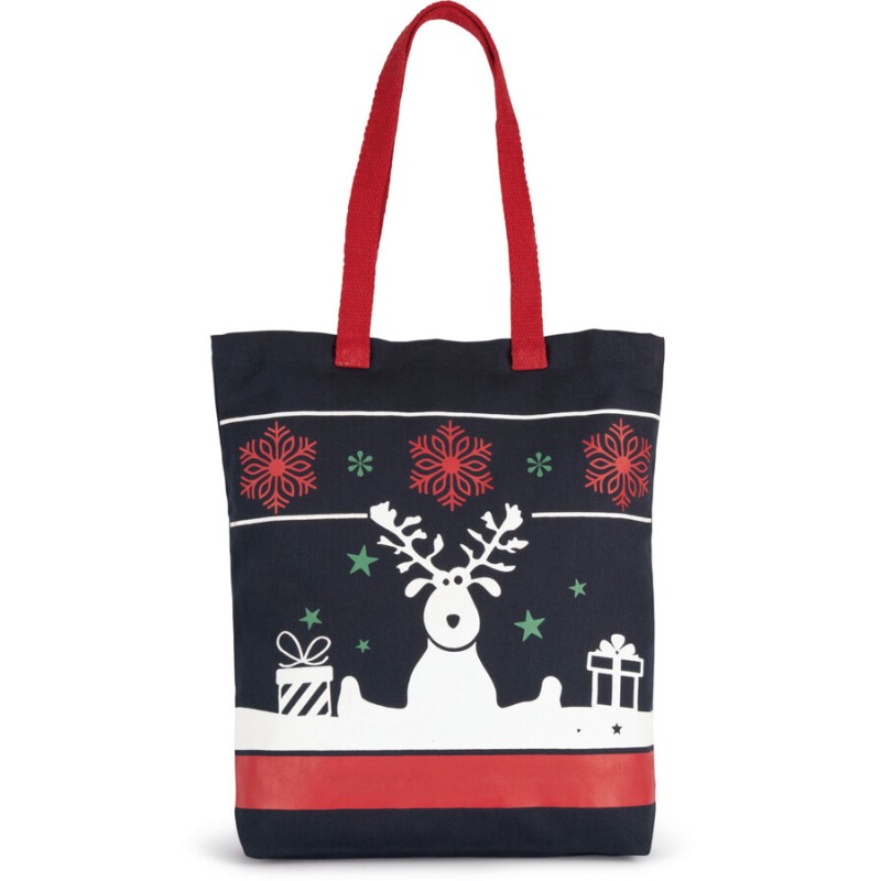 Sac shopping avec motifs de Noël en coton, 220 g/m²
