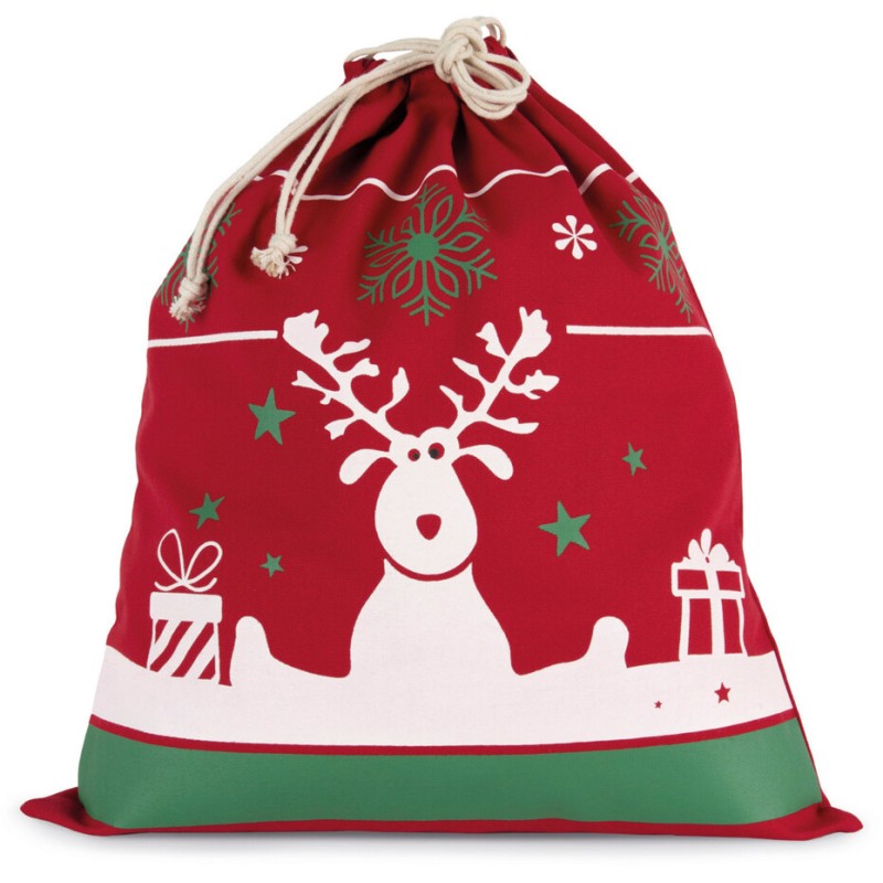 Pochon à cordon avec motifs de Noël en coton, 220 g/m²