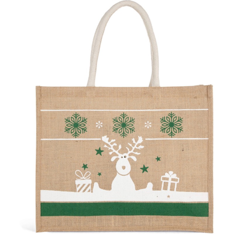 Sac cabas avec motifs de Noël en toile de jute, 350 g/m²