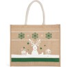 Sac cabas avec motifs de Noël en toile de jute, 350 g/m²