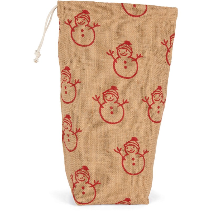 Porte-bouteille avec motifs de Noël en toile de jute, 260 g/m²