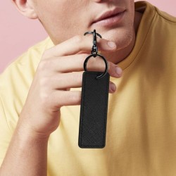 Porte-clés rectangle en simili cuir avec attache métallique