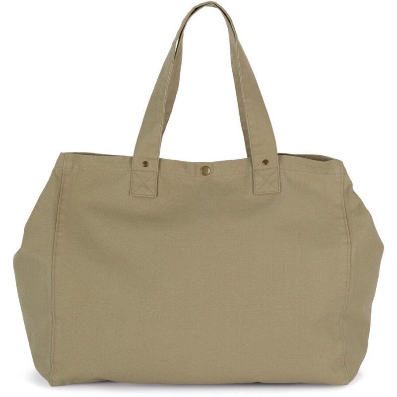 Sac cabas shopping avec soufflet en coton délavé, poche intérieure, 310 g/m²